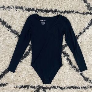Everlane Black Long Sleeve V-neck Bodysuit